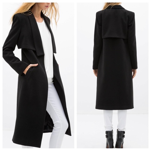 #33 Stunning Chic Black Long Coat LAST ONE - Picture 3 of 4